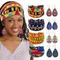 Headband for Women – African Headband Set 4 Pcs – Boho Wide Headscarf, Yoga Hair Bands, Earrings & Hair Nets |