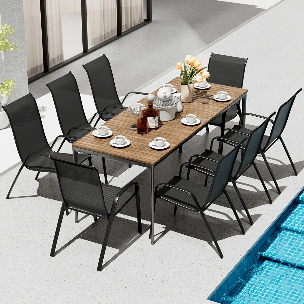 Heavy-Duty Patio Dining Chair with Armrests and Stackable Design detail image - detail view 18