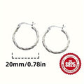 Hoop Earrings Two-Pair Set with Twisted Round Profile, S925 Marking and 20mm Diameter for Mix-and-Match Wear