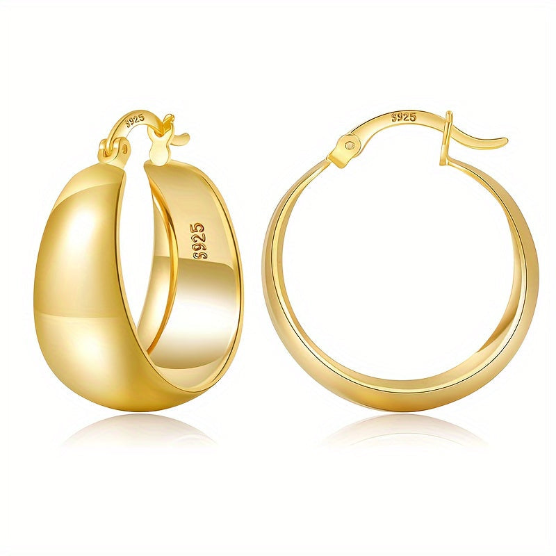 Hoop Earrings for Women - Chunky 925 Sterling Silver - Wide Thick Hypoallergenic Large for , Bold - product detail view 19
