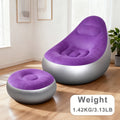 Inflatable Lounge Chair and Matching Footstool Set in Six Colors for Indoor or Outdoor Seating