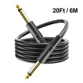 Black Instrument Cable with Straight 1/4-Inch Male Plugs and 10ft/3m or 20ft/6m Length Options