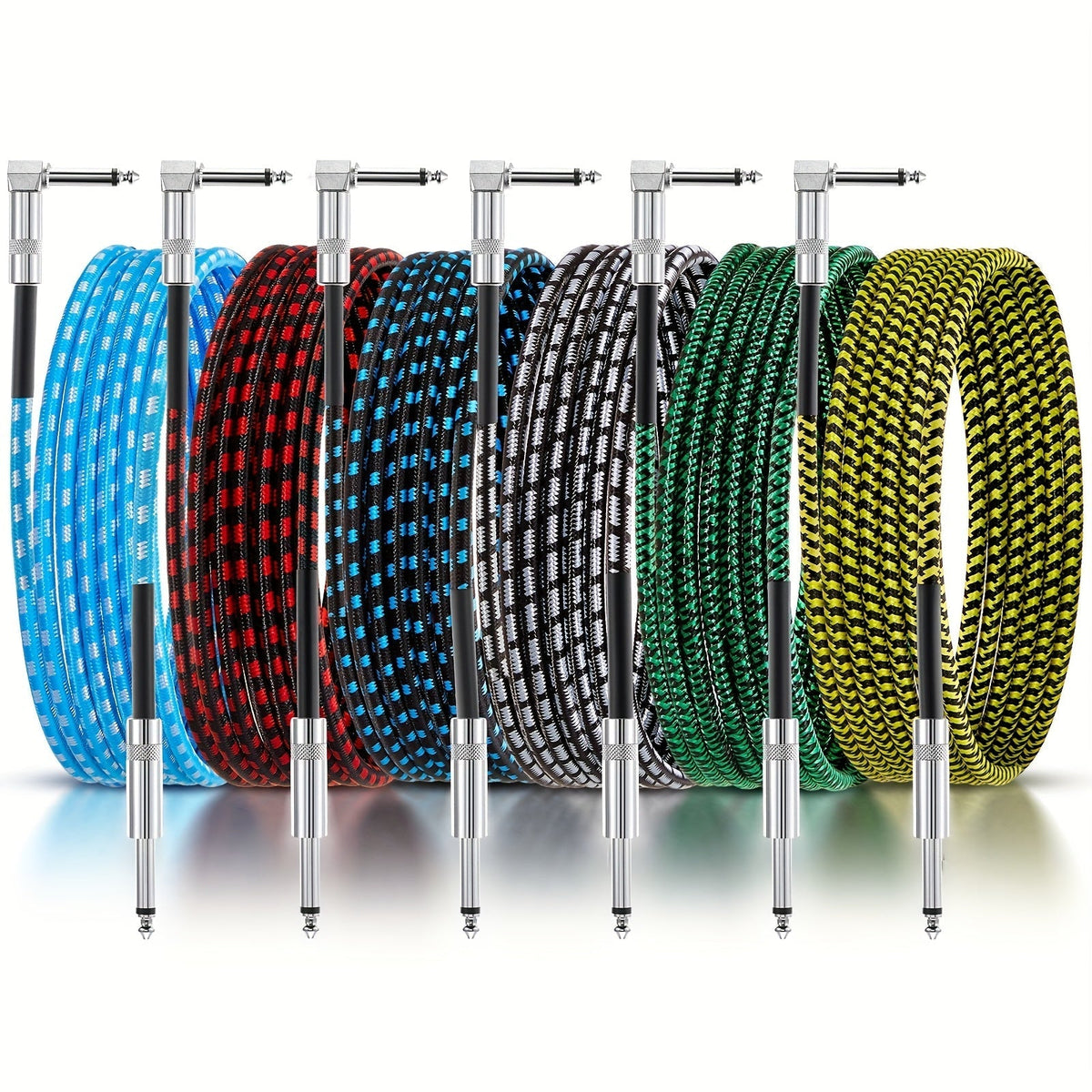 Instrument Cable, 6 Pack, 10 Ft, Pack, Guitar, Cord for Connecting Instruments