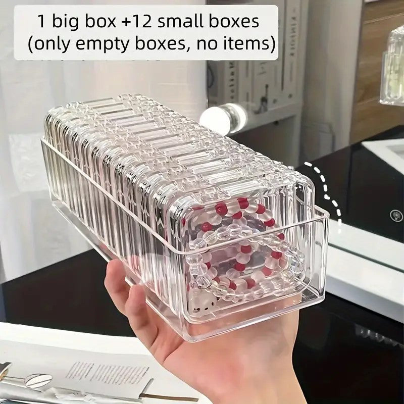 Jewelry Box - Organizer Stackable Clear 13-Piece Transparent Dust-Proof Storage - product detail view 16