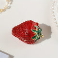 Jewelry Box, Red Strawberry-Shaped Compact Trinket Holder for Rings, Earrings and Small Keepsakes