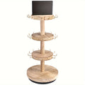 Jewelry Organizer 3-Tier Rotating Wooden Tower for Bracelets, Necklaces and Vanity Display