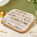 92-Slot Jewelry Display Tray with Gold-Tone Metal-Labeled Frame, Padded Insert and Rounded Corners