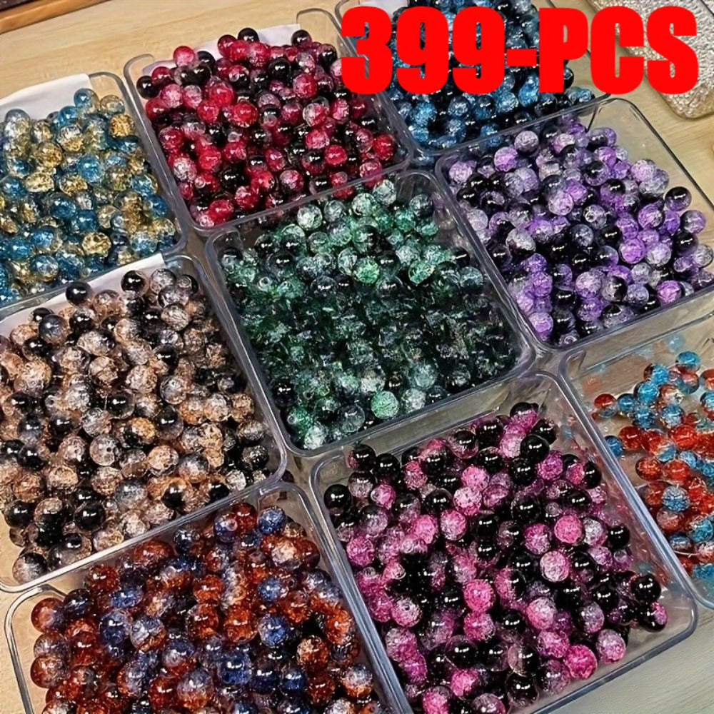 Jewelry Making Beads - Crackle Stone 399 Pcs Set 10mm Assorted Multicolor Round for , Bracelets - product detail view 3