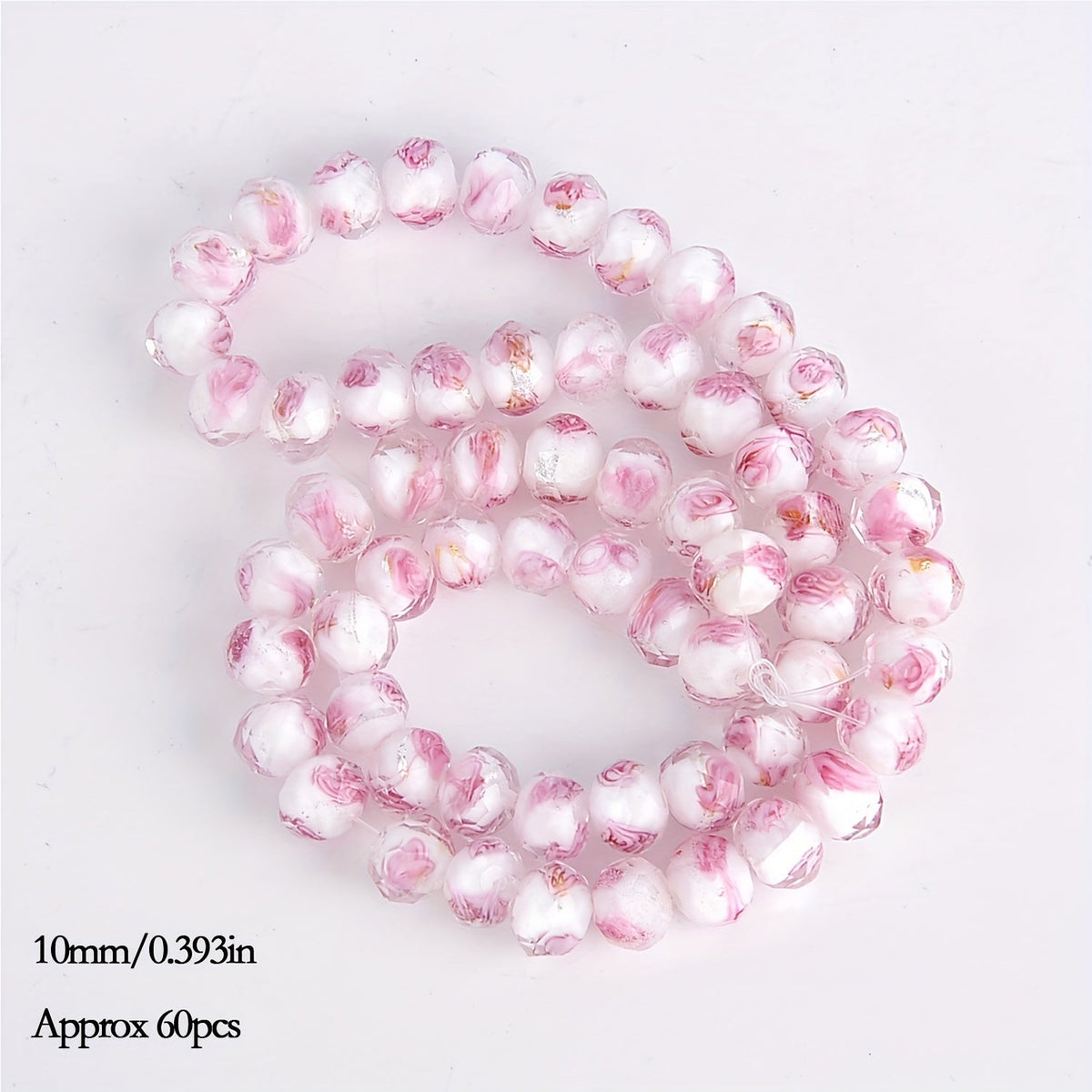 10mm Lampwork-Style Glass Beads, Approximately 60 Flower-Pattern Faceted Pieces in Nine Color Options