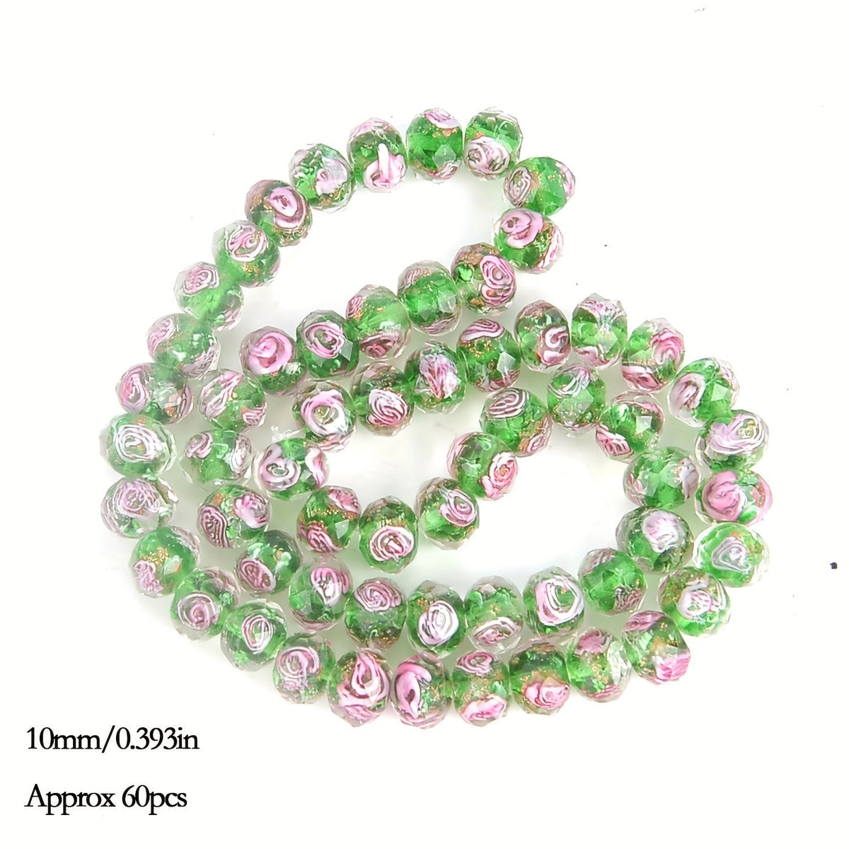 10mm Lampwork-Style Glass Beads, Approximately 60 Flower-Pattern Faceted Pieces in Nine Color Options