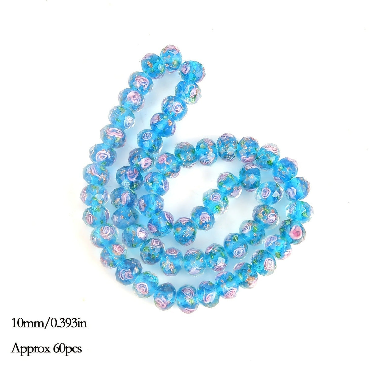 10mm Lampwork-Style Glass Beads, Approximately 60 Flower-Pattern Faceted Pieces in Nine Color Options
