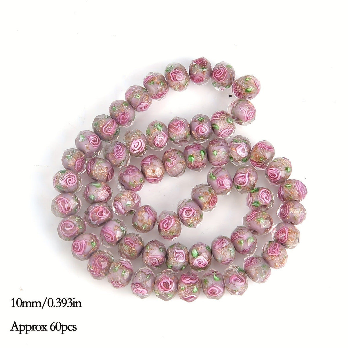 10mm Lampwork-Style Glass Beads, Approximately 60 Flower-Pattern Faceted Pieces in Nine Color Options