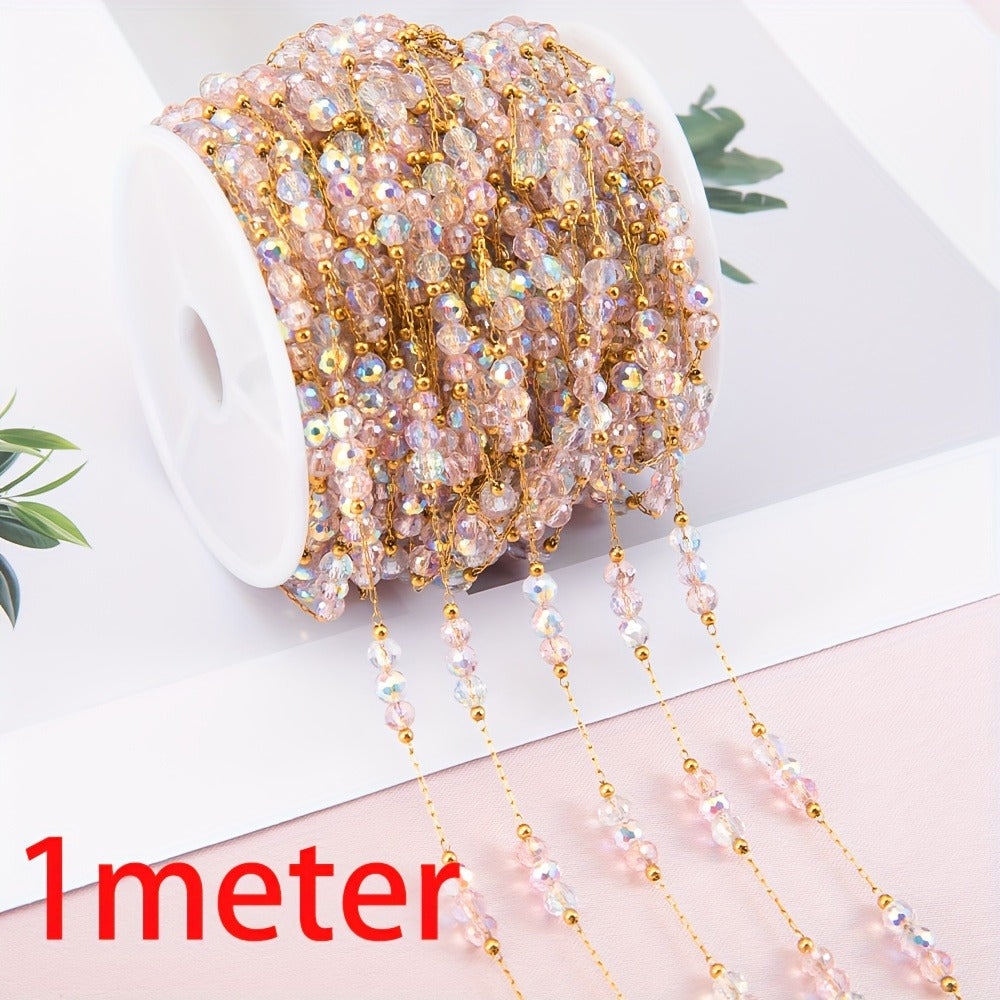 Jewelry Making Chain - Stainless Steel Crystal Bead 1 Meter 4mm Artificial Crystal Necklace - product detail view 3