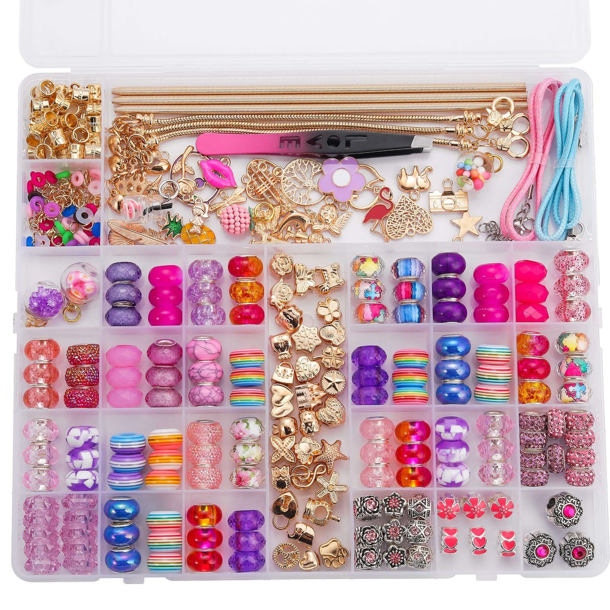 305-Piece Charm Bracelet Making Kit with Gold- or Silver-Tone Jewelry Findings and DIY Supplies