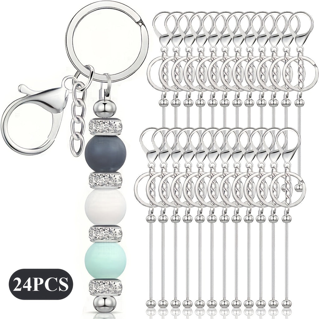 Jewelry Making Kit - Keychain Blanks Beadable Stainless Steel 12 & 24pcs DIY Beaded Keychain - product detail view 21
