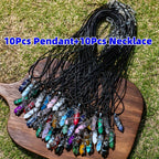 Jewelry Making Kit - Natural Stone Hexagon Prism Pendant Necklace Set 20pcs DIY Bulk , 10 - product detail view 9
