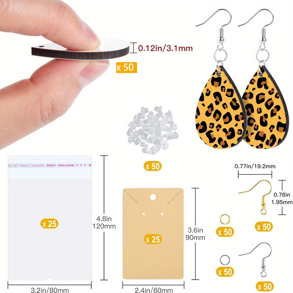 Jewelry Making Kit – Sublimation Blank Earrings Kit 350PCS – MDF DIY Custom Jewelry Making Set with Earring