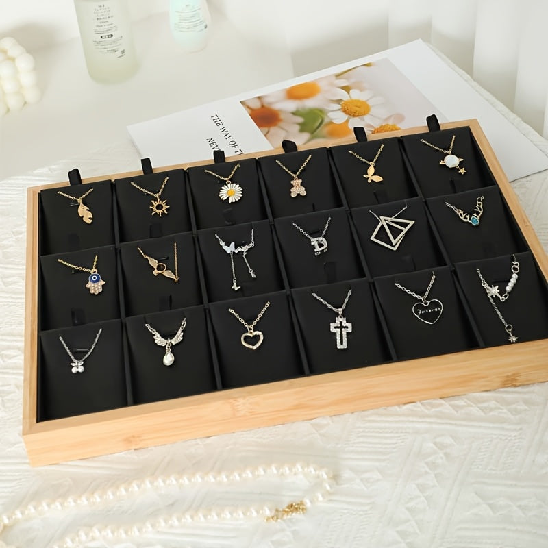 Jewelry Organizer Stackable 18-Compartment Velvet Tray in Four Colors for Rings, Earrings and Pendants
