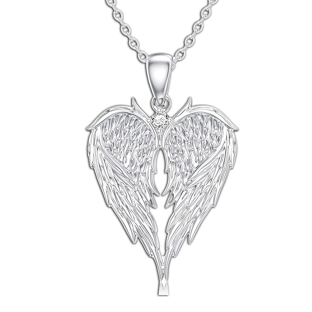Jewelry Set for Women - Angel Wings Heart Pendant Earrings Necklace Boho Vintage Silver Romantic - product detail view 13
