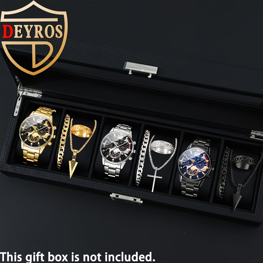 12-Piece Men's Watch and Jewelry Set with Three Quartz Watches and Nine Coordinating Accessories