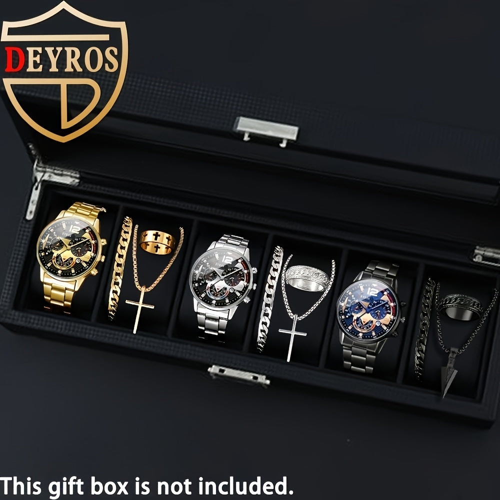 Jewelry Set with Watch - Men's 12pcs & 3 Quartz Watches, 9pcs Hip-Hop Bracelet, Necklace & Ring - product detail view 23