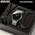 Jewelry Set 4-Piece Minimal Quartz Watch, Cross Necklace, Bracelet and Ring in Five Color Options