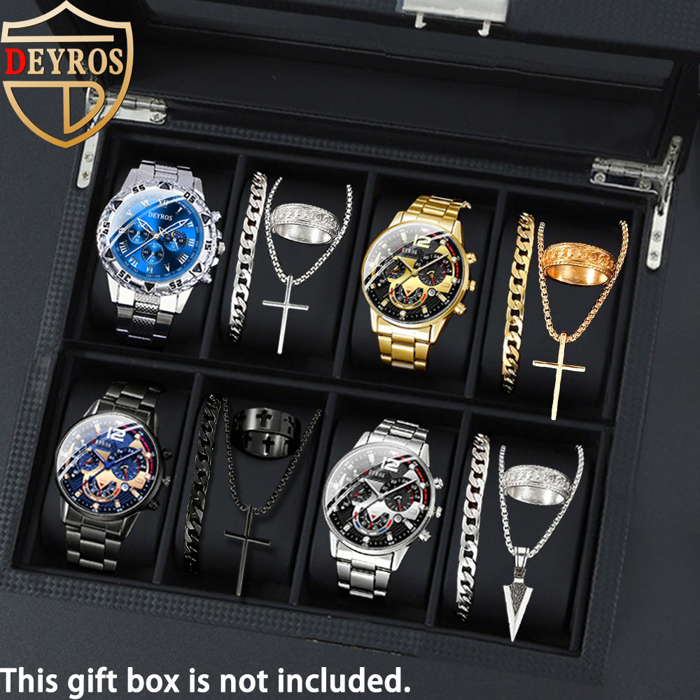 Jewelry Set with Watch - Men's & Gift 16pcs 4 Quartz Analog Watches + 12pcs Bracelet Necklace Ring - product detail view 22
