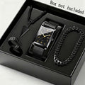 Rectangular Mesh-Band Watch with Necklace, Bracelet and Ring in a Three-Color Four-Piece Men's Set