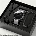 Watches and Bracelet 4-Piece Gift Set with Quartz Round Dials and 8 Silver, Rose or Black Options