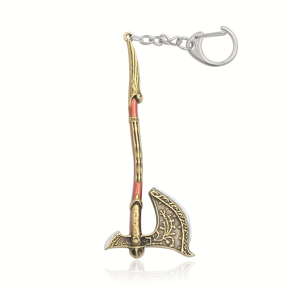 Keychain - Axe Men Fantasy Viking Battle Axe Pendant Zinc Alloy with Iron Chain & - product detail view 3