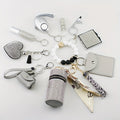 Keychain – Charm Set 11 Pcs – Light Up Perfume Bottle Heart Tassel Bag Charms with Card Holder, Cute Aesthetic