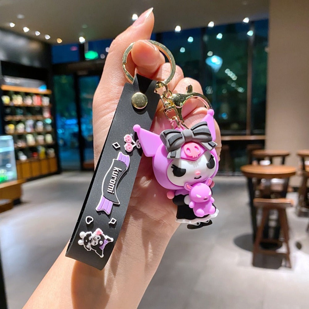 Keychain - Kuromi Pendant | Sanrio Character Doll Key Ring, Cute Anime Charm Hanging - product detail view 13