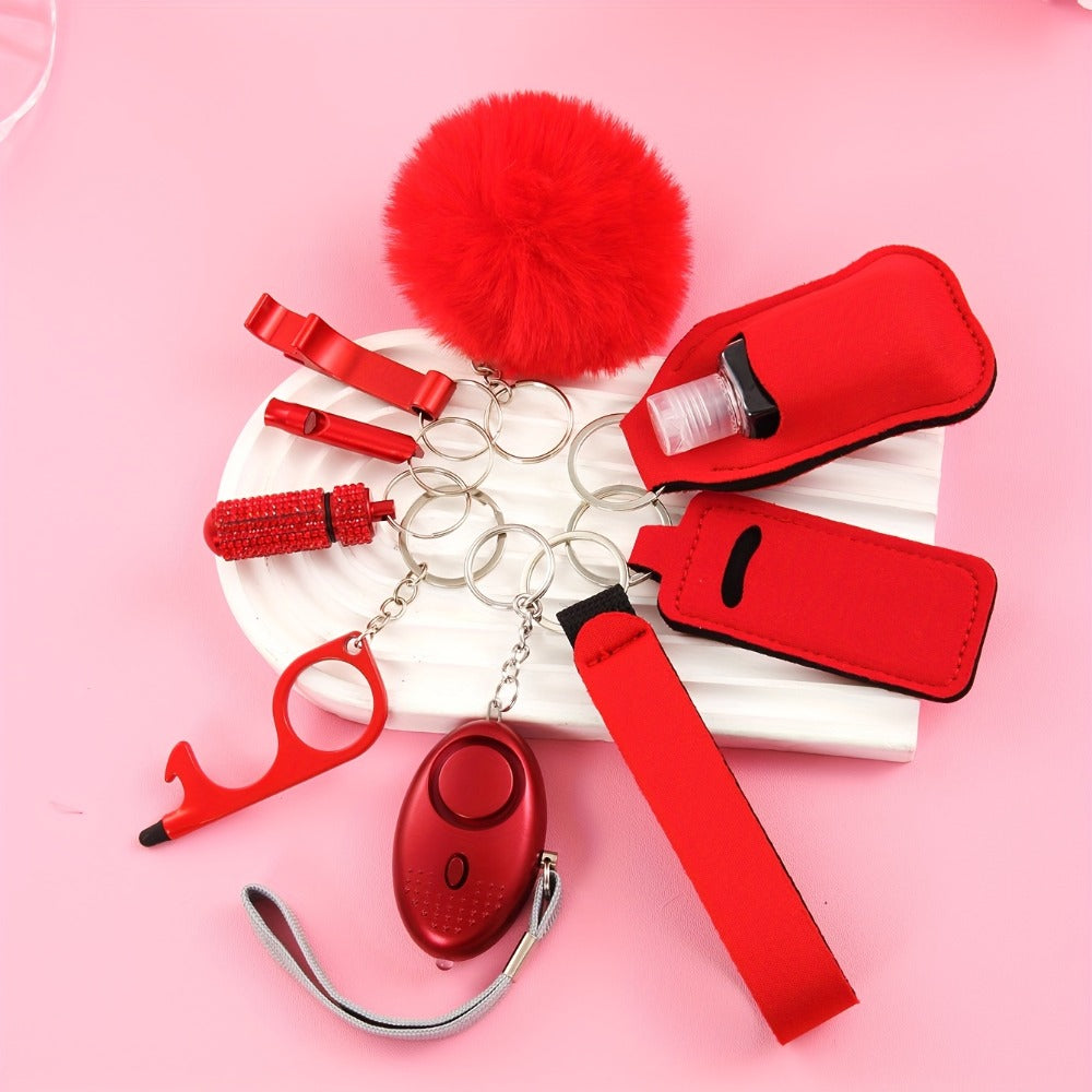 Keychain - Safety Set Women 9pcs Self Defense Gift Box Personal Alarm Pom-Pom - product detail view 8