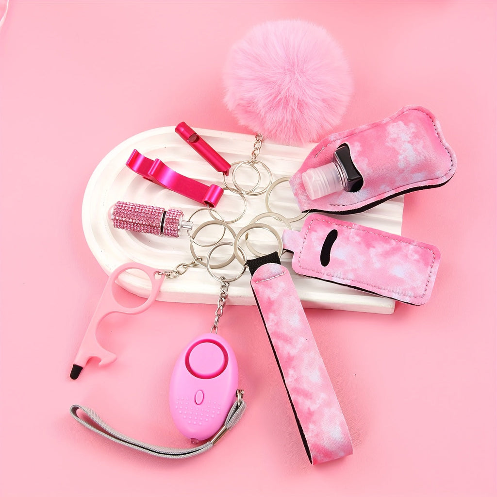 Keychain - Safety Set Women 9pcs Self Defense Gift Box Personal Alarm Pom-Pom - product detail view 14