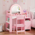 Kids Vanity Set with Lighted Mirror for Dressing and Daily Routines