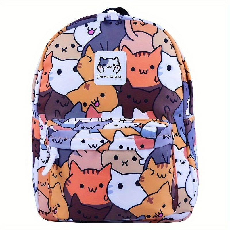 Cute Cat Laptop Backpack with Air-Cushion Straps, Large Printed School Daypack for Daily Travel