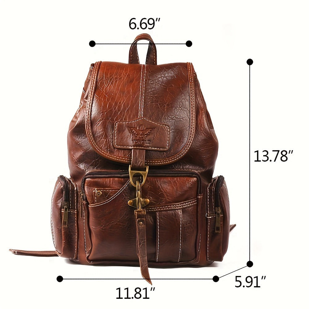 Laptop Backpack – 11 Pockets, PU Leather, Convertible, Waterproof – detail view 4