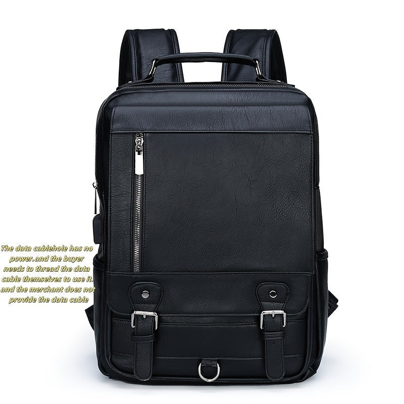 Laptop Backpack – 15.6 Inch, PU Leather, USB Charging, Anti Theft – front view - product view 19