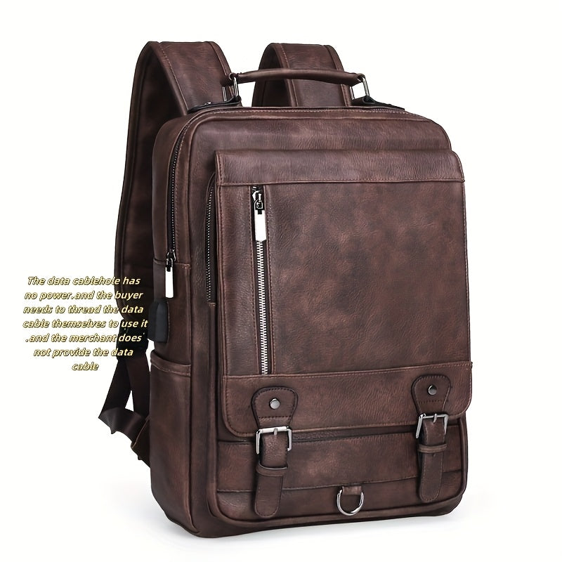Laptop Backpack – 15.6 Inch, PU Leather, USB Charging, Anti Theft – detail view 18