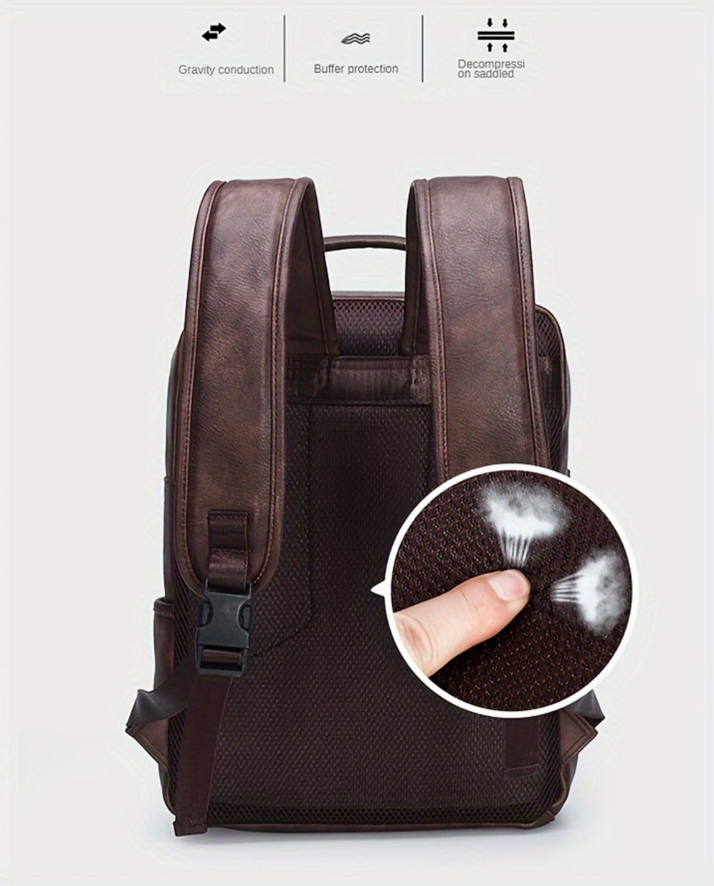 Laptop Backpack – 15.6 Inch, PU Leather, USB Charging, Anti Theft – detail view 14