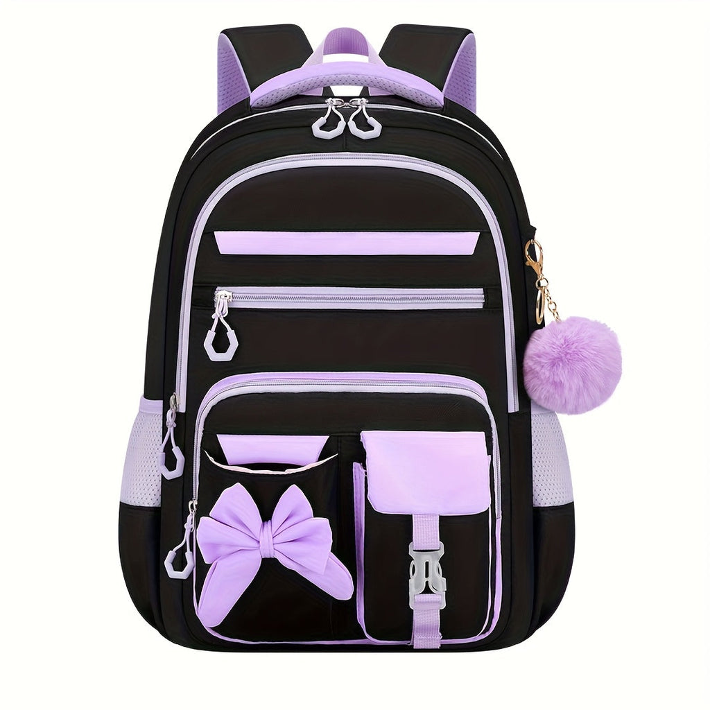 Laptop Backpack with Butterfly Bow, 15.6-Inch Sleeve and Trolley Strap in Two Colorways for School