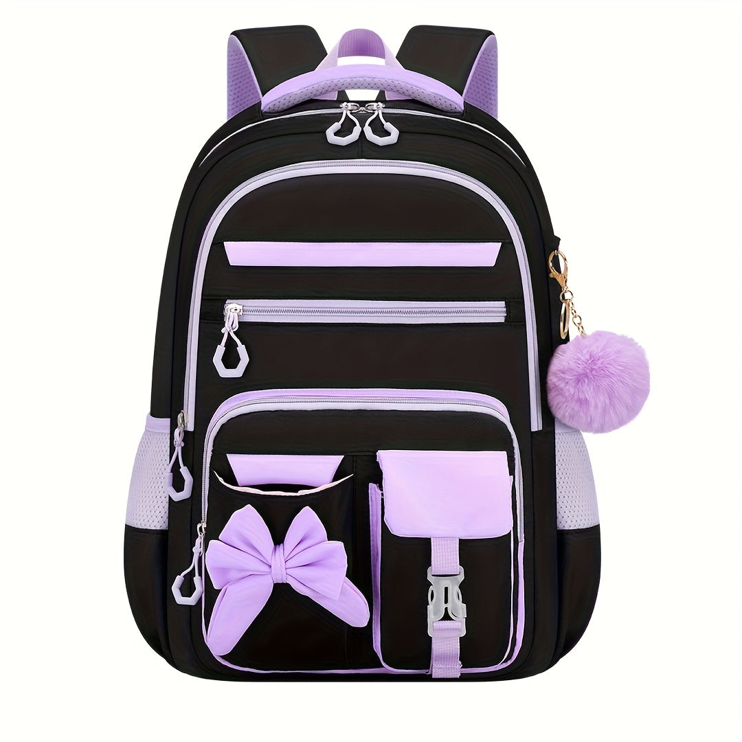 Laptop Backpack with Butterfly Bow, 15.6-Inch Sleeve and Trolley Strap in Two Colorways for School