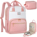 Laptop Backpack Two-Piece Set for 15.6-Inch Devices with Matching Purse and Pink Finish for Work and School