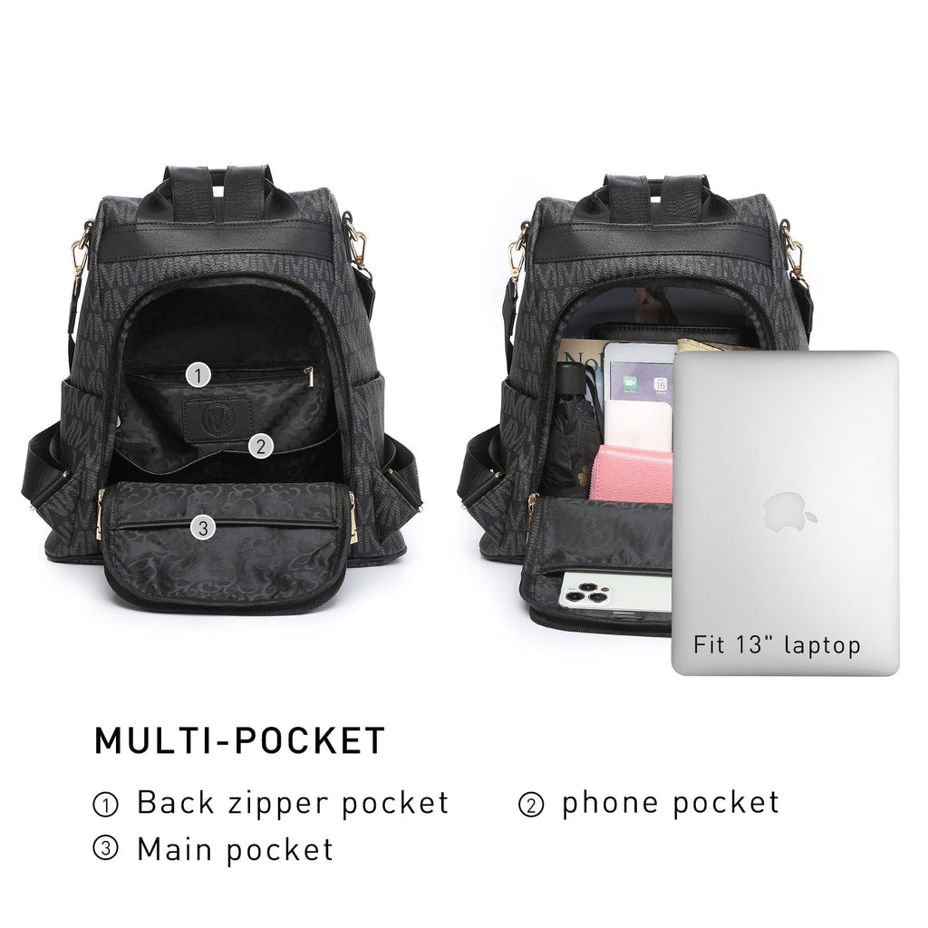 Laptop Backpack – 2 Piece, 10 Colors, Vegan Leather, Anti-Theft – detail view 33
