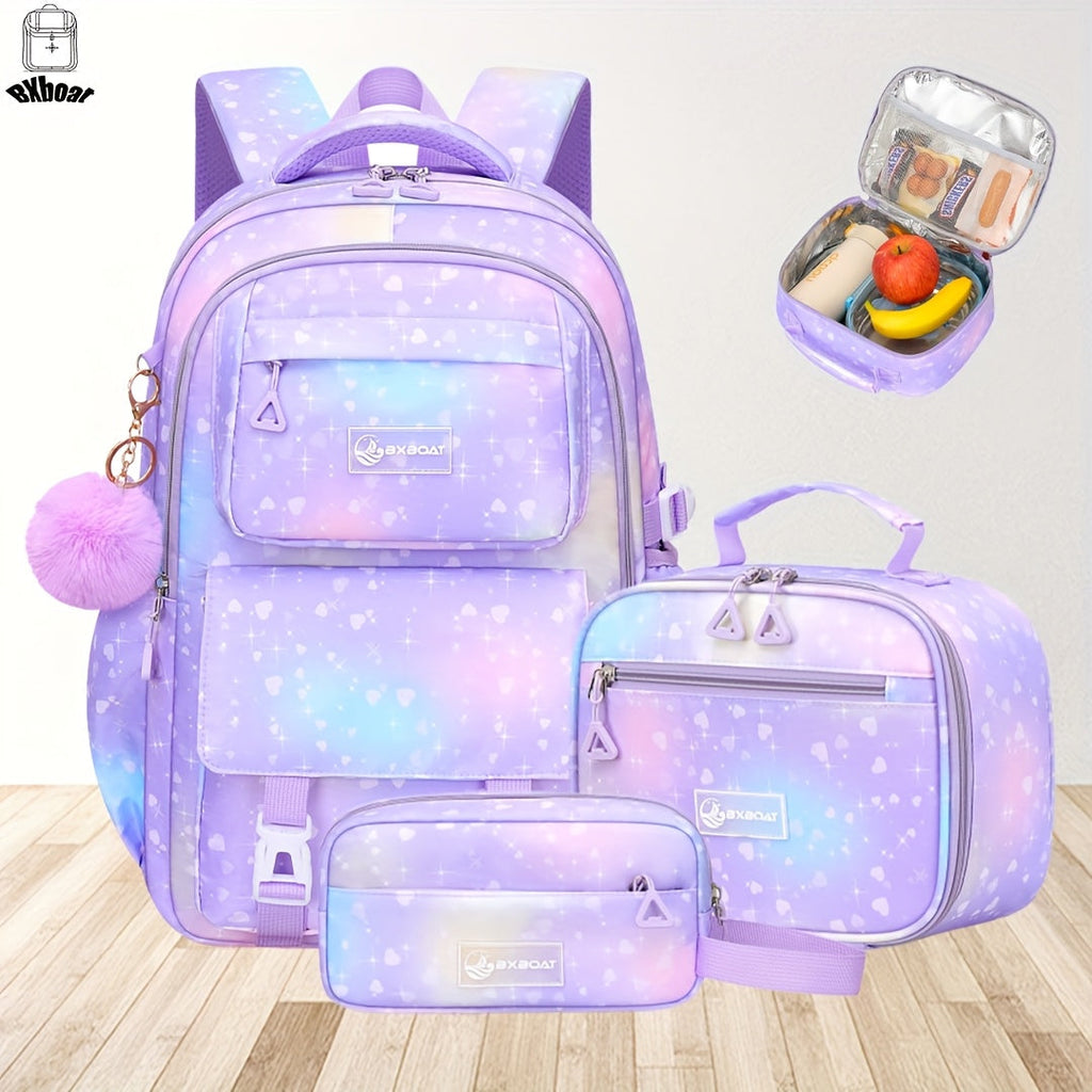 Laptop Backpack Three-Piece School Set with 15.6-Inch Sleeve, Lunch Holder and Pencil Case