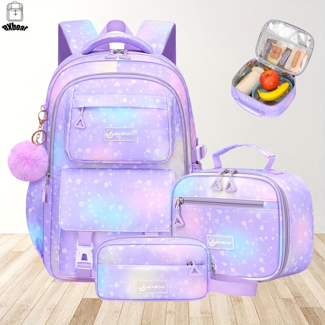Laptop Backpack Three-Piece School Set with 15.6-Inch Sleeve, Lunch Holder and Pencil Case