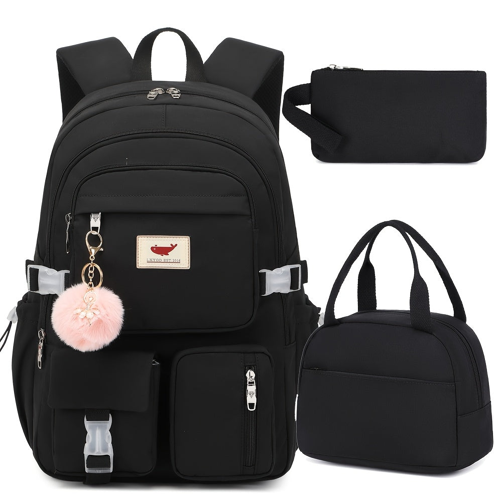 Laptop Backpack Three-Piece Set for 15.6-Inch Devices with Matching Lunch Bag and Pencil Case