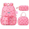 Laptop Backpack Three-Piece Printed Set with 15.6-Inch Sleeve and Travel Trolley Strap for School Days