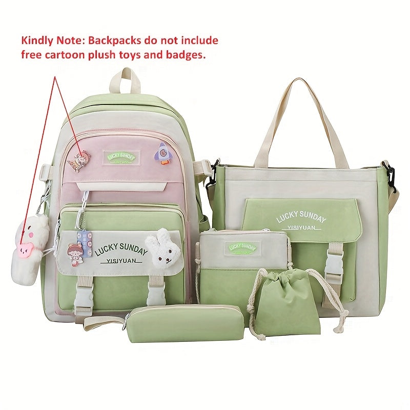 Laptop Backpack Five-Piece Set with Lightweight Large-Capacity School and Travel Storage for Commuting, Work and Travel