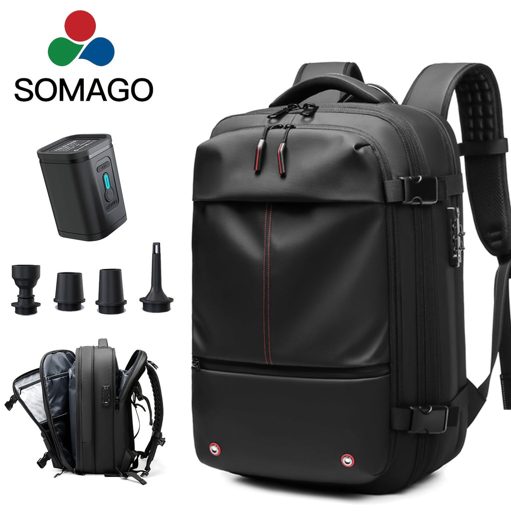 Laptop Backpack with Expandable 60L Vacuum Storage, TSA Lock and Included Compression Pump